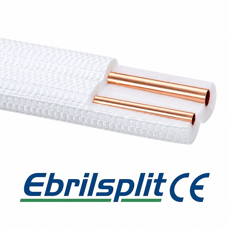 EBRILSPLIT CE twin insulated copper pipes 1/4" + 3/8", 20 m coil