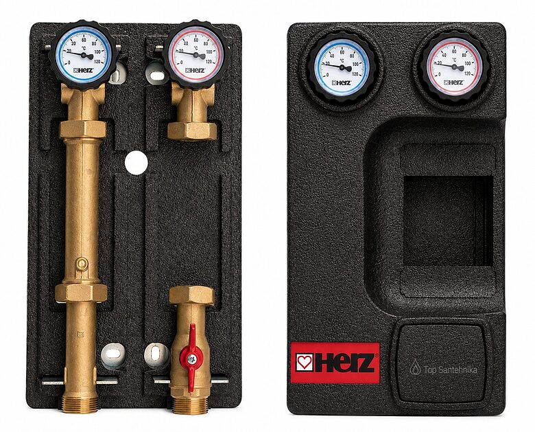 HERZ PUMPFIX DIRECT šildymo kontūro mazgas be siurblio DN25, Kvs 5,7, 1451003