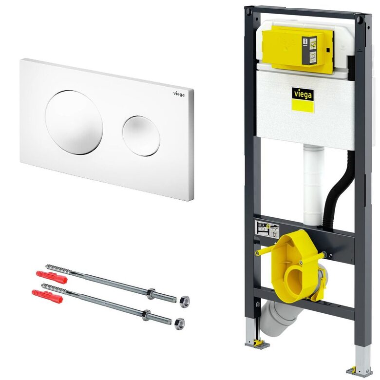 Built-in WC frame Viega Prevista 771973 + button Style 21 white 77379 + fasteners 
