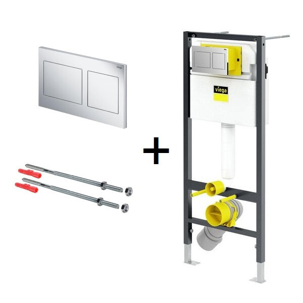 Built-in WC frame Viega Prevista 771973 + button Style 21 chrome 77323 + fasteners 