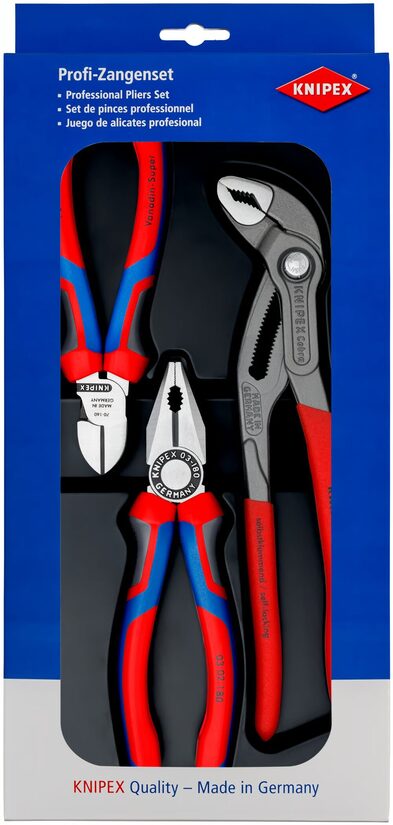 KNIPEX 00 20 09 V01 3‑osainen pihdisetti (03 02 180 / 70 02 160 / 87 01 250) 