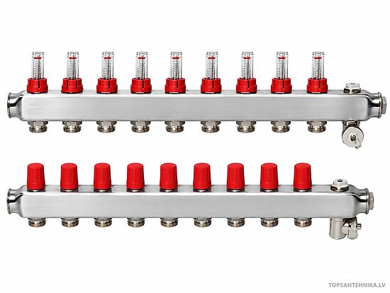 DANFOSS SSM коллектор тёплого пола из нержавеющей стали с расходомерами, 9 контуров, 088U0759