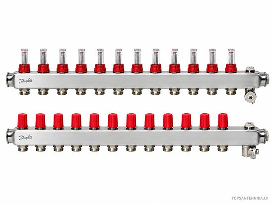 DANFOSS SSM коллектор тёплого пола из нержавеющей стали с расходомерами, 12 контуров, 088U0762