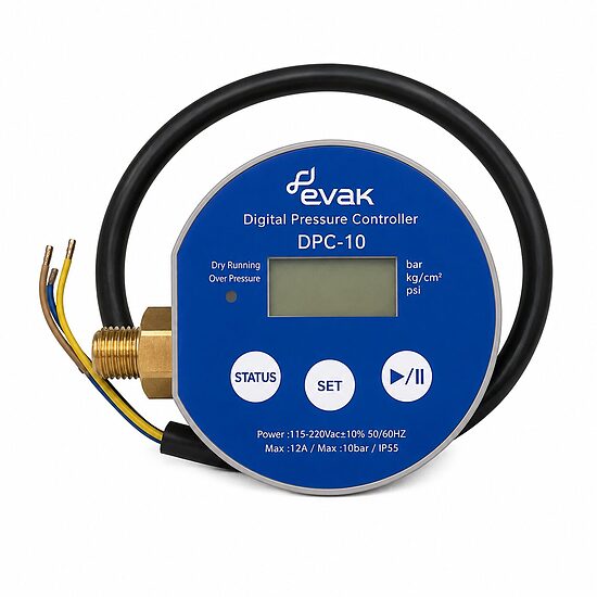 EVAK DPC-10 digitālais spiediena relejs sūkņiem, 10 bar, 12A