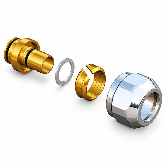 HERZ Design puristusliitin PE-X-putkelle 16×2 mm, M22×1,5, kromattu, S606616
