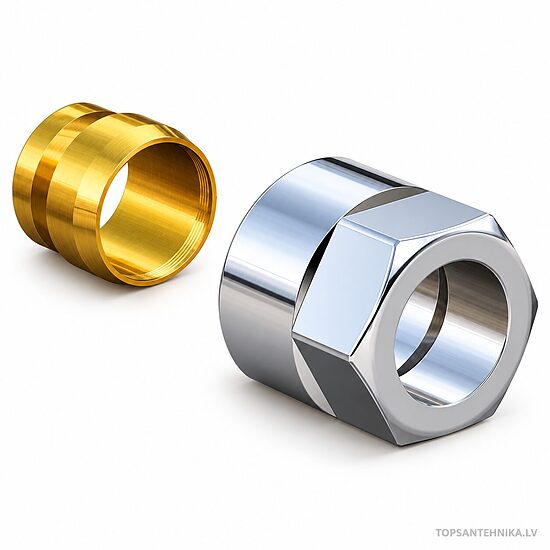 HERZ Design puristusliitin 15 mm kupariputkelle, M22×1,5, kromattu, S628415