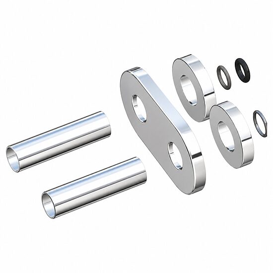 HERZ DE LUXE koristeellinen putkien peitesarja kaksoisruusukkeella, kromattu, 16 mm, S682201