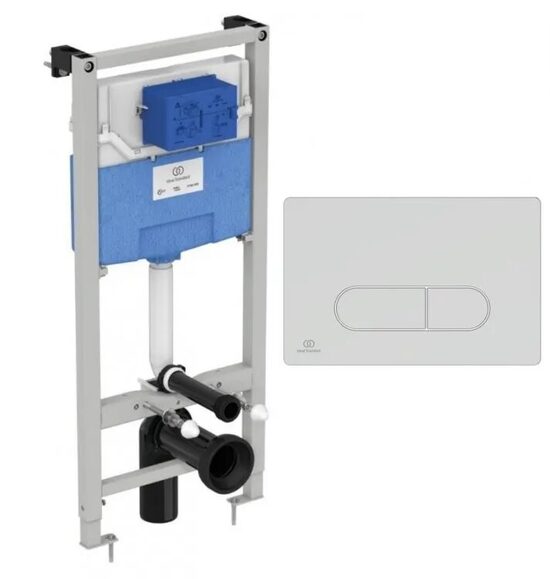 Iebūvējamais WC rāmis Ideal Standard ar hromētu pogu, R020467/R0115AA 