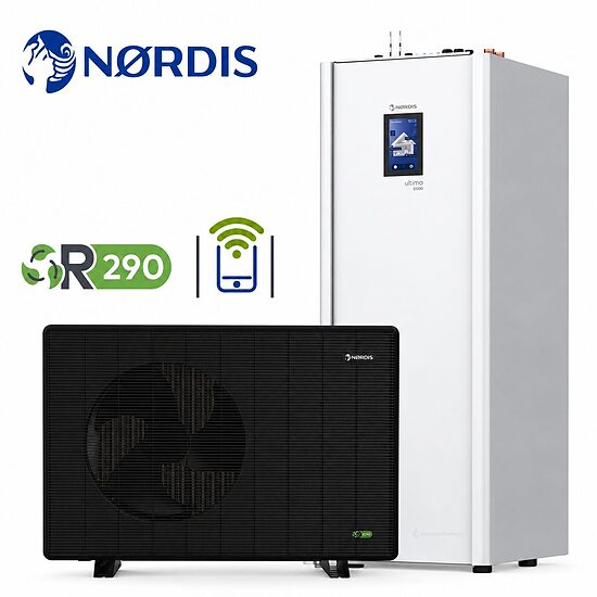 NORDIS ULTIMA MONO Split 12.0kW R290 siltumsūknis ar 250L karstā ūdens tvertni HLT12MONO-S / HLT-9-250-3S 