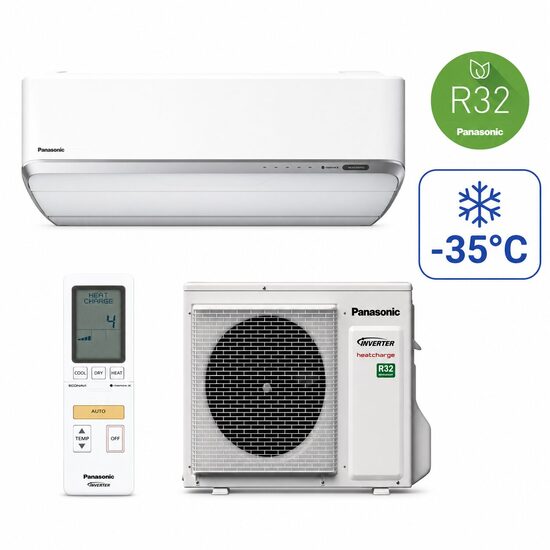 PANASONIC Heatcharge VZ Inverter+ 3.5/4.2 kW baltas oro kondicionierius / šilumos siurblys, CS-VZ12SKE / CU-VZ12SKE