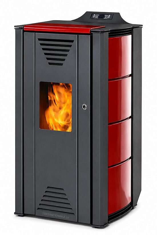 ThermoFLUX Interio 20 pellettitakka lämmitysjärjestelmäliitännällä, punainen, 01020C