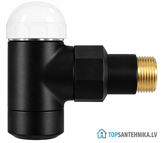 HERZ DE LUXE TS-90 termostaattiventtiili kulma 1/2" musta matta 1792449