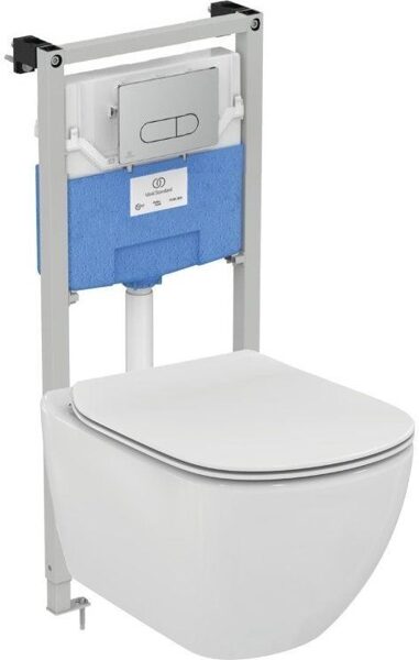 WC sistema IDEAL STANDARD (WC rėmas ProSys 120 + Tesi puodas su SC dangteliu + mygtukas Oleas M1, chromas)