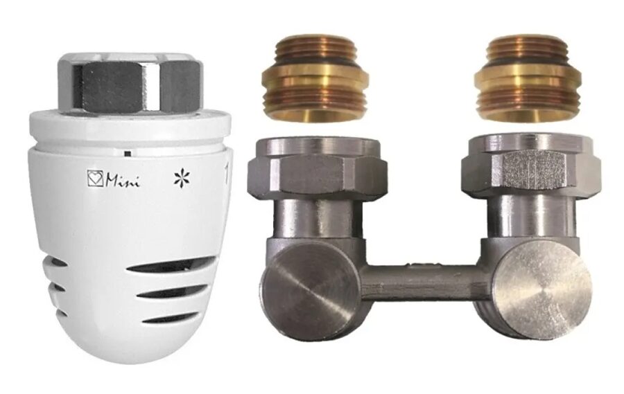 HERZ Set for radiator connection with bottom connection, angled, G3/4''+1/2" nipple 1376643 