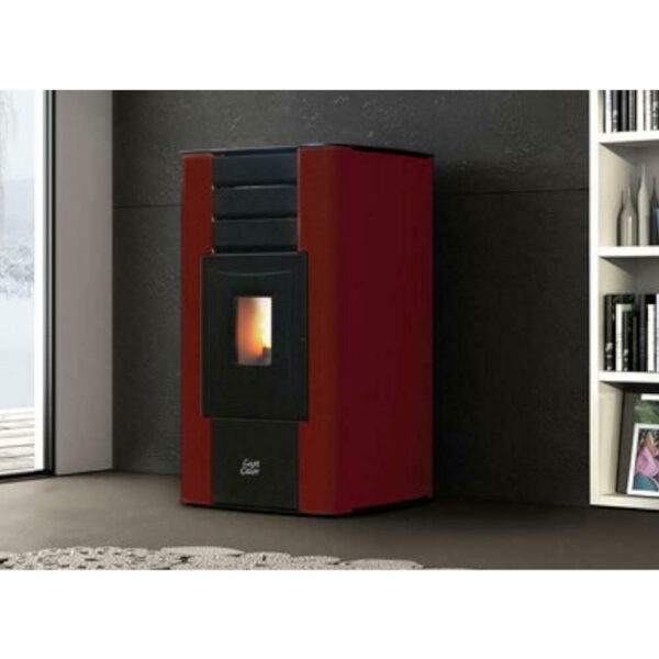Pellet fireplace TERMO ASIA 12,7kW with heating connection, burgundy 