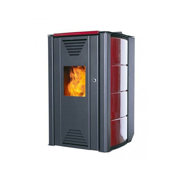 Pellet fireplace ThermoFLUX Interio 20 with heating connection, Red 