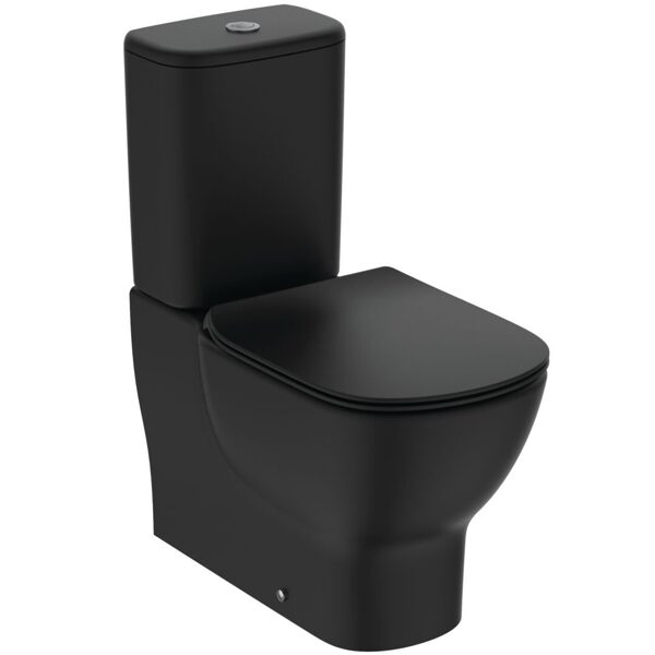 IDEALUS STANDARTINIS TESI WC puodas su SC dangteliu ir nuleidimo dėže. Matinė juoda, T0082V3 + T3527V3