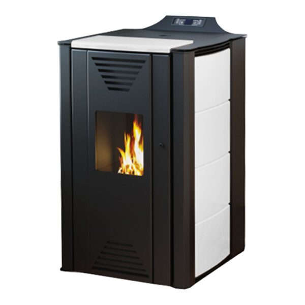 Pellet fireplace ThermoFLUX Interio 14 with heating connection, White 